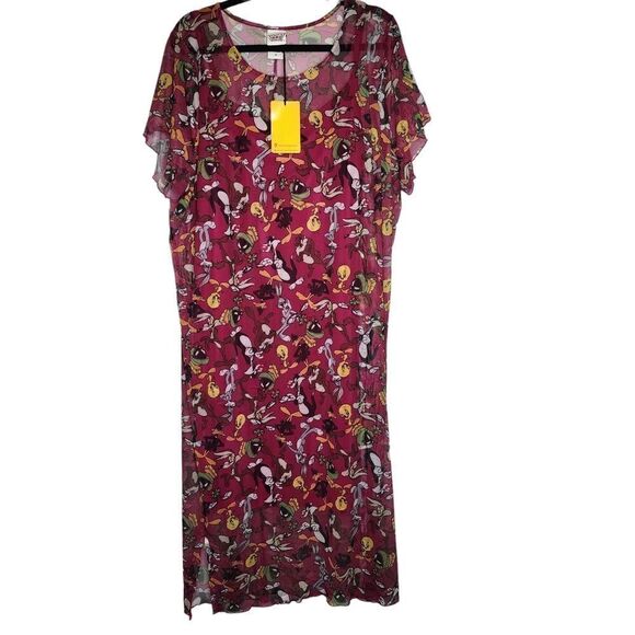 3X 22W 24W Torrid Pink Looney Tunes Bugs Bunny Mini Mesh T Shirt Dress, slip dre - Picture 2 of 10